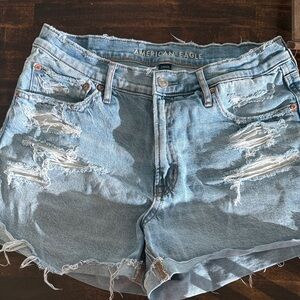 American Eagle Outfitters Light Blue Distressed Jean Shorts